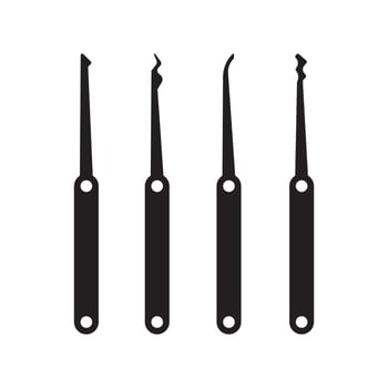 set of lockpicks for lock picking vector icon