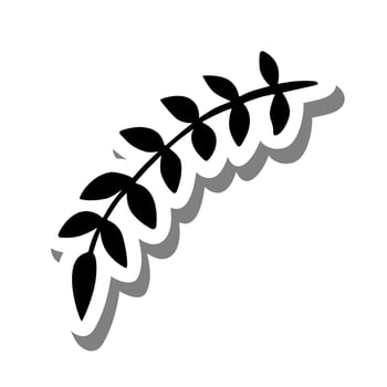 Black Leaves shape on white silhouette and gray shadow. Botanical elements for decoration, Vector illustration.