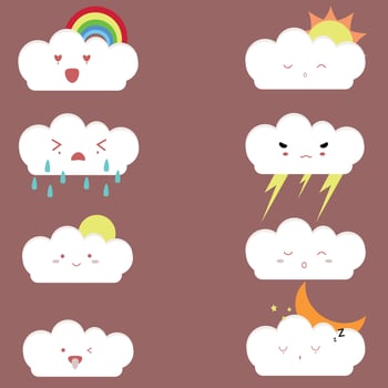 Cute Cartoon Cloud Emojis Set Character vector
