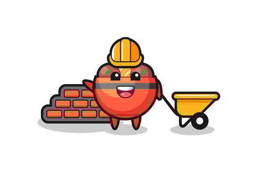 Cartoon character of meatball bowl as a builder vector