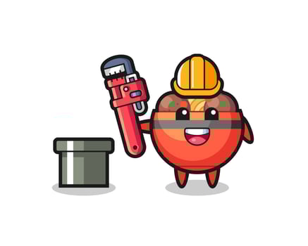 Character Illustration of meatball bowl as a plumber vector