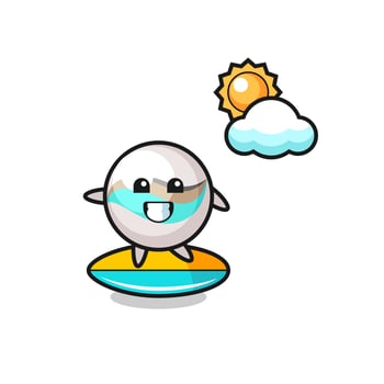 Illustration of marble toy cartoon do surfing on the beach vector