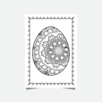 Floral Easter egg on white background. Coloring page for children and adult. Vector illustration.