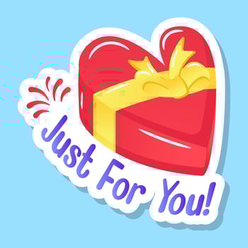 Flat sticker of heart gift vector