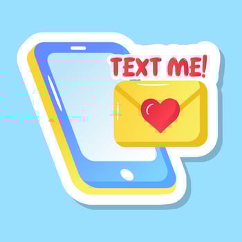A romantic mobile message in phone, flat sticker, cute printable message vector