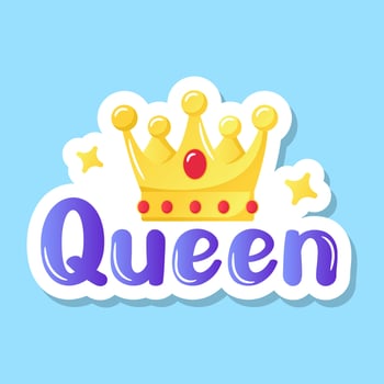 A royal queen crown flat sticker vector