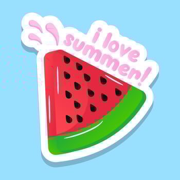 A half cut summer watermelon sticker vector