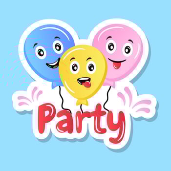 Flat decorative party balloons, flat vector