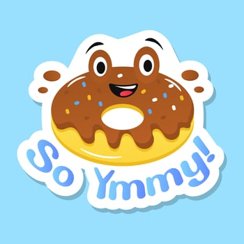 Yummy donut sticker vector editable flat style