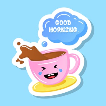 A flat  morning tea vector, printable sticker vector
