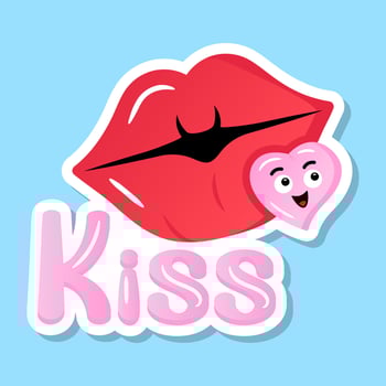 A kiss flat sticker in editable style vector