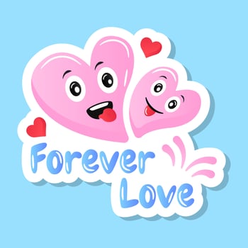 A love hearts flat sticker vector