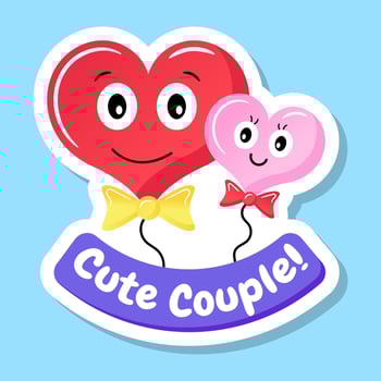 Cute heart balloons in sticker design vector
