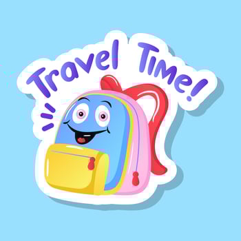 Cute travel luggage flat sticker design vector