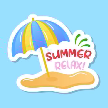 A sunshade or beach umbrella sticker, cute beach vector