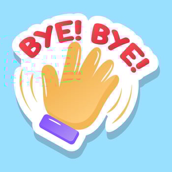 Bye bye flat vector, hand sticker vector