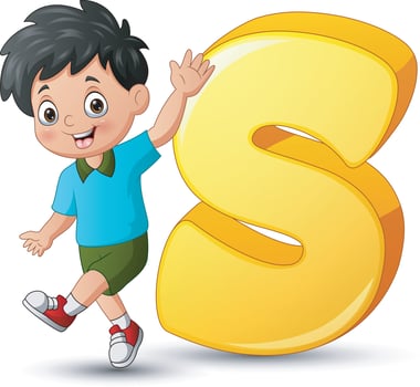 Illustration of alphabet S with a school boy posing vector
