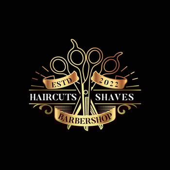 Barbershop vintage gold logo template vector