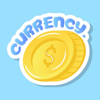 Flat sticker of currency in editable premium vector