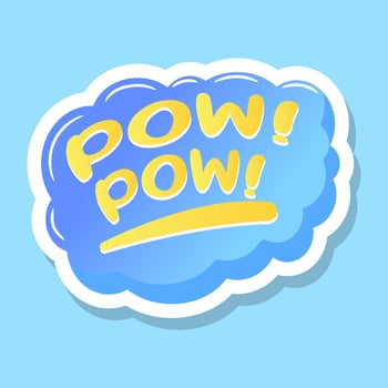 A pow pow comic bubble flat sticker vector