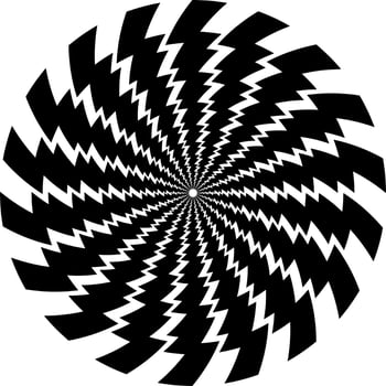 The optical illusion of volume. Round vector isolated black and white pattern on a white background. Circles of black and white alternating stripes, nested into each other.