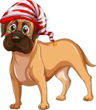Boxer dog wearing Christmas hat vector
