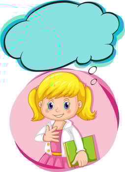 A girl thinking with callouts vector
