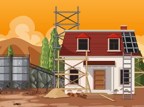 Scene of building construction site vector