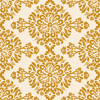 Gold damask ornament seamless pattern. Rich pattern oriental background. Gold, beige. Decorative texture. Mehndi patterns. For fabric, wallpaper, venetian pattern,textile, packaging. vector