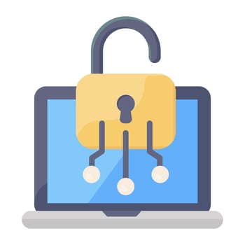 flat vector design of laptop encryption icon