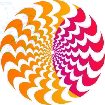 The optical illusion of volume. Round vector isolated black and white pattern on a white background. Circles of black and white alternating stripes, nested into each other.