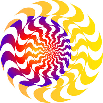 The optical illusion of volume. Round vector isolated black and white pattern on a white background. Circles of black and white alternating stripes, nested into each other.