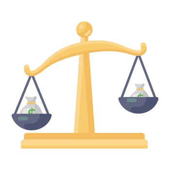 Compare price icon, flat design of unbalanced money vector