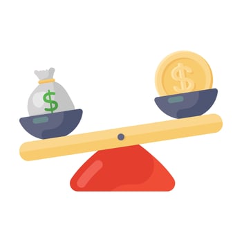 Compare price icon, flat design of money comparison vector