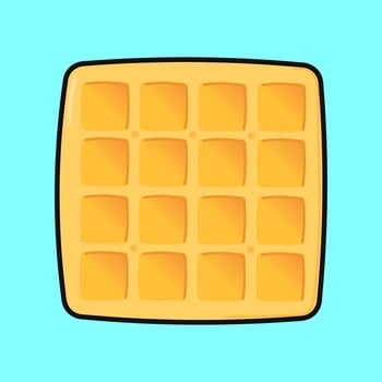 Cute funny waffles. Vector hand drawn cartoon kawaii character illustration icon. Isolated on blue background. Waffles character concept