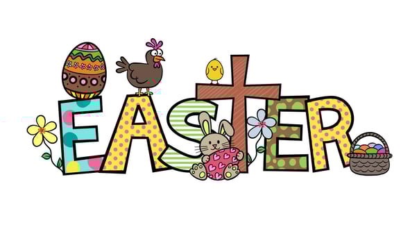 Cute Doodle Easter Text Title Lettering vector