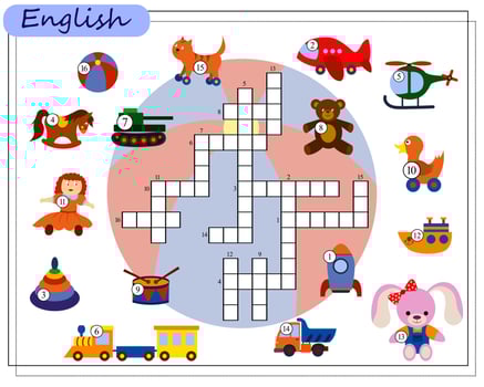 crossword toys, learning English vector