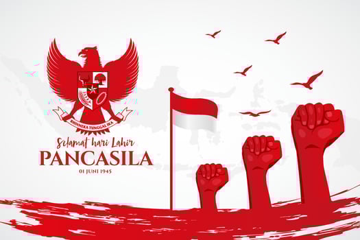 vector illustration. selamat hari Lahir Pancasila. Translation Happy Pancasila day.