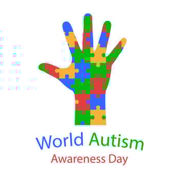 illustration of world autism day. hand with puzzles vector