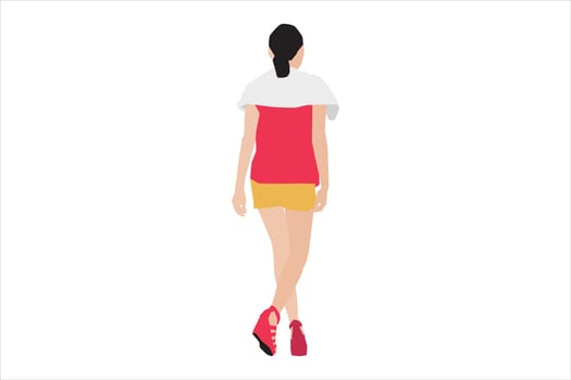 Vector illustration of fashionable women walking on the sidewalk