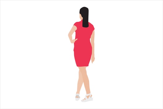 Vector illustration of elegant women posing on the sidewalk