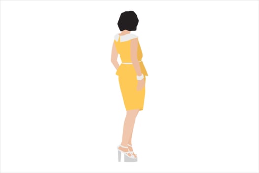 Vector illustration of elegant women posing on the sidewalk