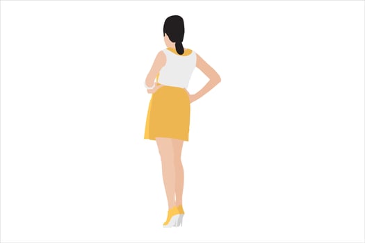 Vector illustration of elegant women posing on the sidewalk