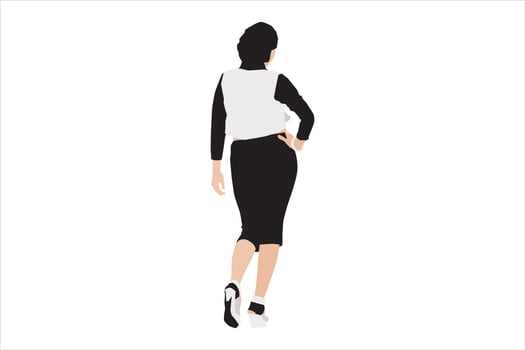 Vector illustration of casual women posing on the sidewalk