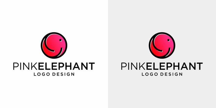 Elephant icon logo design on white and gray background. vector