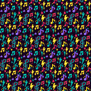 Colorful Design Musical Note Flat Seamless Pattern vector