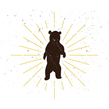 Retro standing bear silhouette logo vector