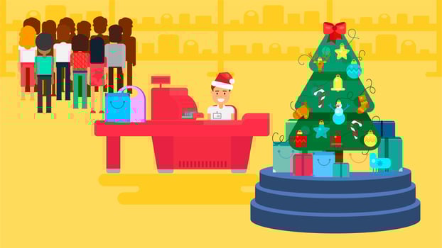Merry Christmas And New Year In Shop vector