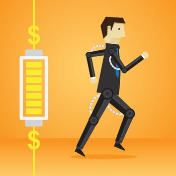 Money powered robotic worker vector