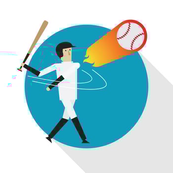 Baseball player hitting a home run vector